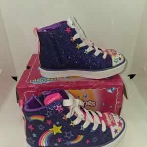 Skechers Purple Glitter High-Top Sneakers with Rainbow Stars